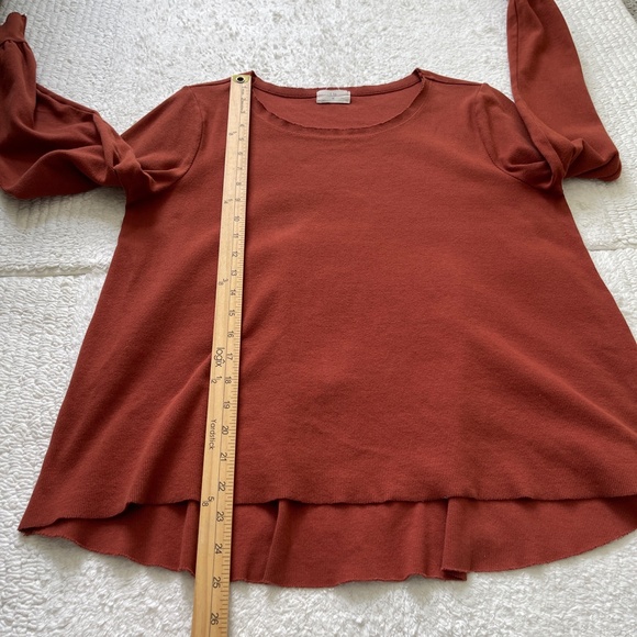 T.la Anthropologie Pullover Sweater Women's M Burnt Orange Crew Neck Stretch - Picture 10 of 11
